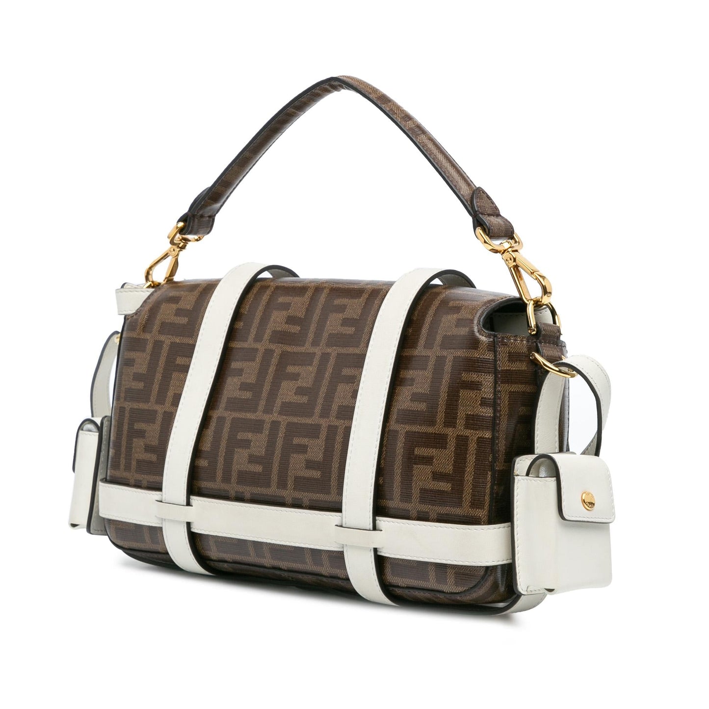Fendi Zucca Glazed Fabric Cage Baguette Satchel