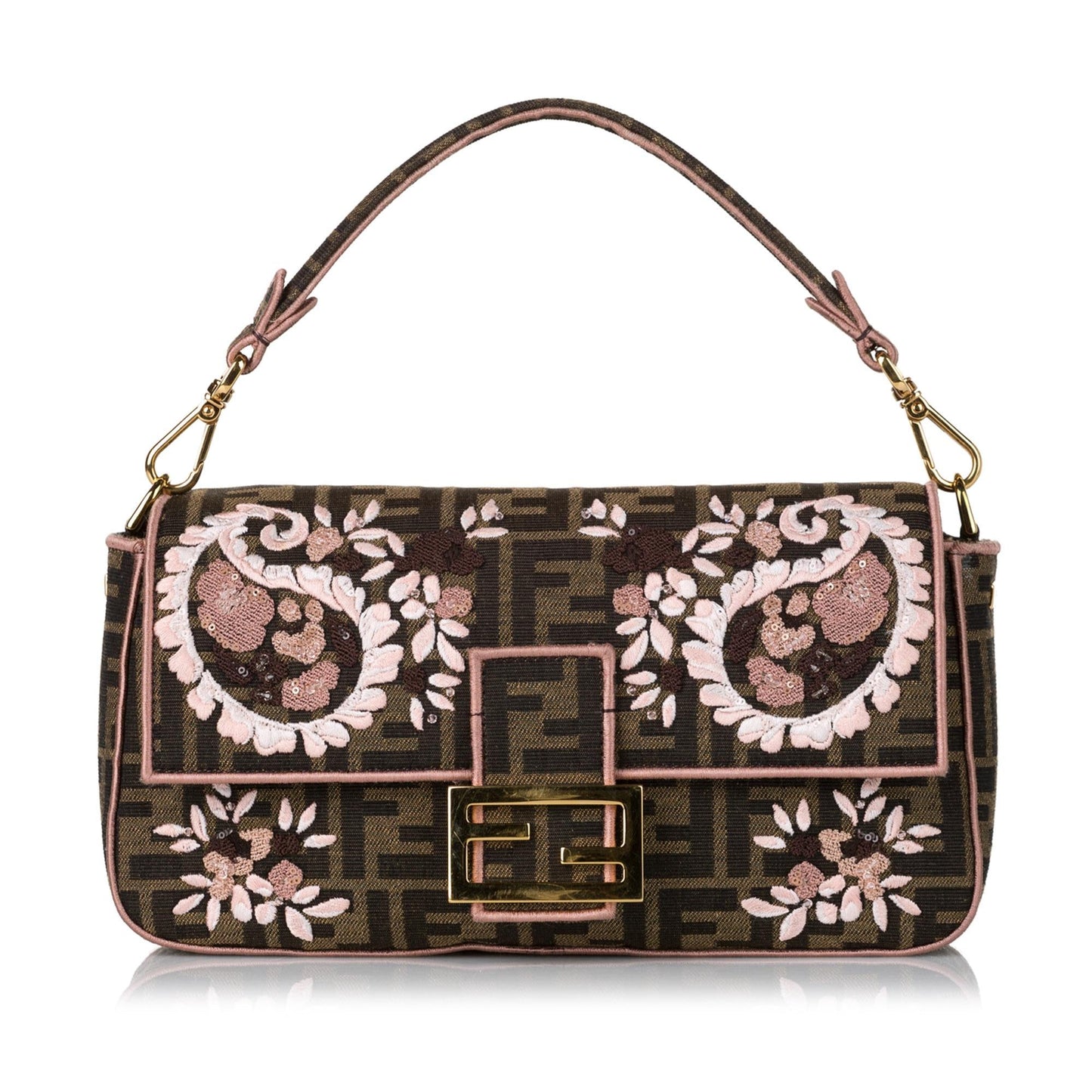 Fendi Zucca Paisley Embroidery Baguette (35412)