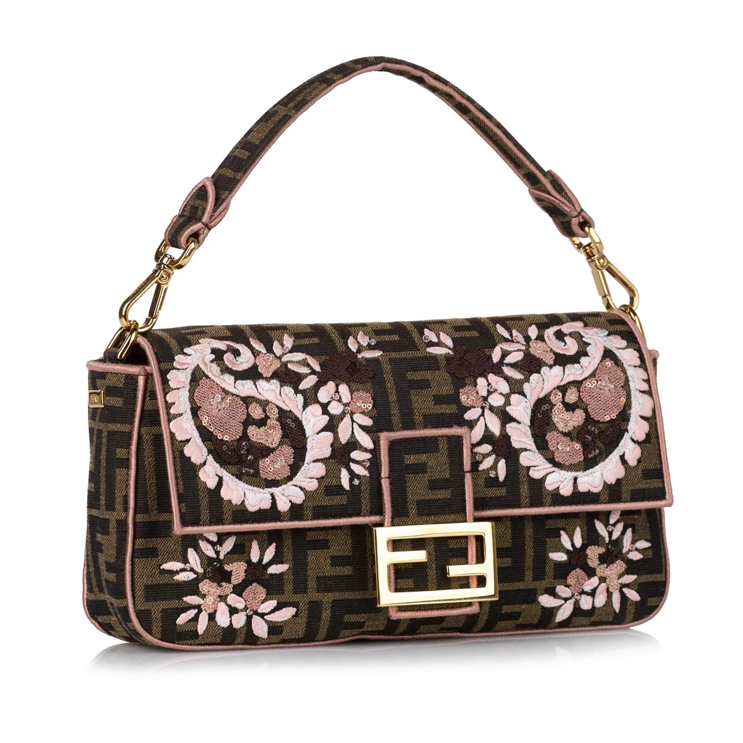 Fendi Zucca Paisley Embroidery Baguette (35412)