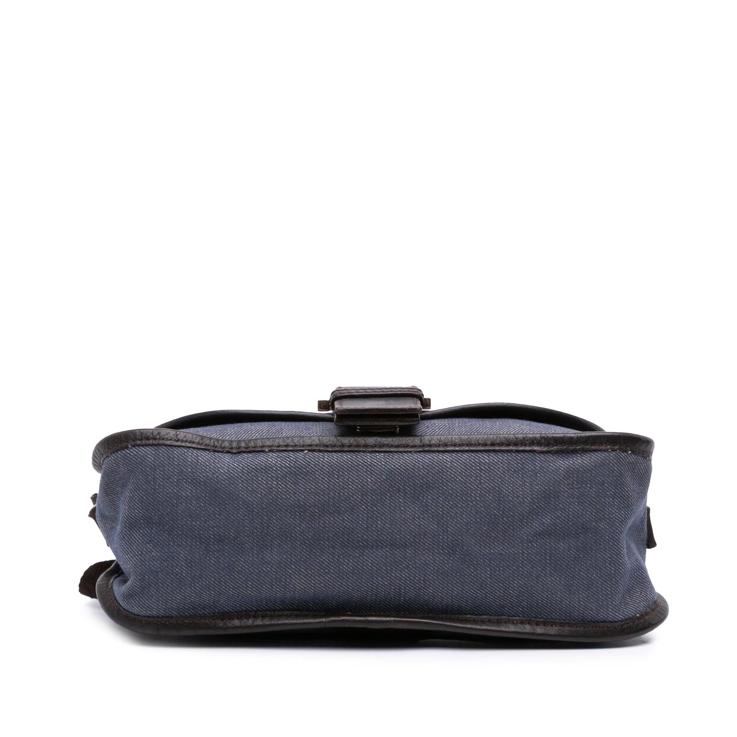 Fendi Zucca Trimmed Denim Buckle Flap Bag