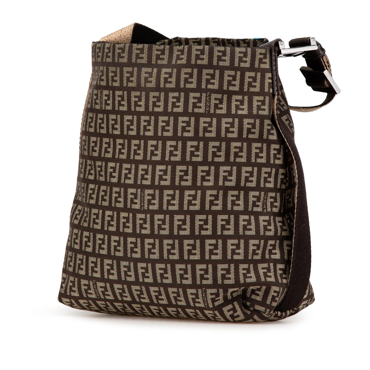 Fendi Medium Zucca Canvas Fluo Trim Baguette Satchel