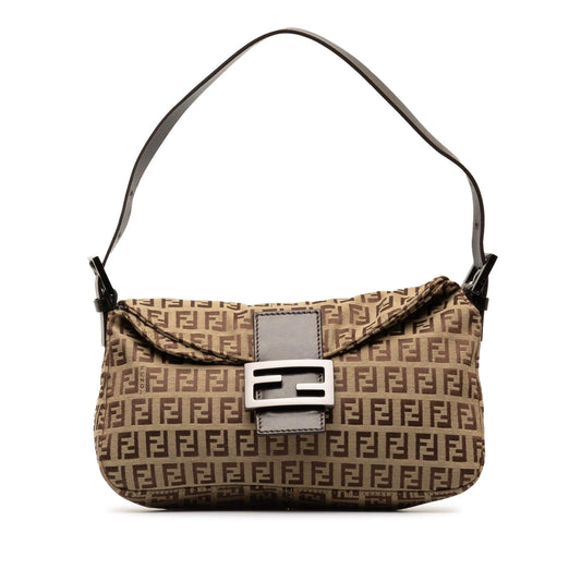 Fendi Zucchino Canvas Double Flap Shoulder Bag (dmMzhN)