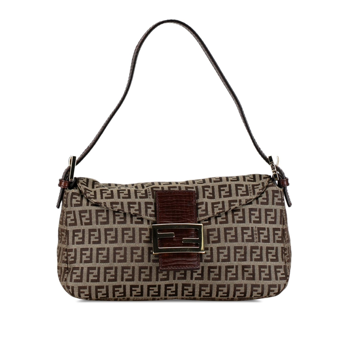 Fendi Zucchino Canvas Double Flap Shoulder Bag (mBkFfe)