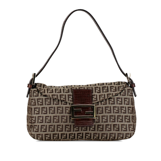 Fendi Zucchino Canvas Double Flap Shoulder Bag (mBkFfe)