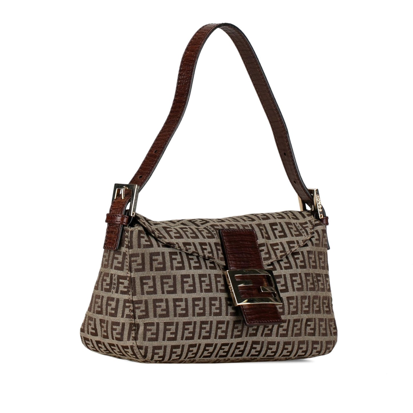 Fendi Zucchino Canvas Double Flap Shoulder Bag (mBkFfe)