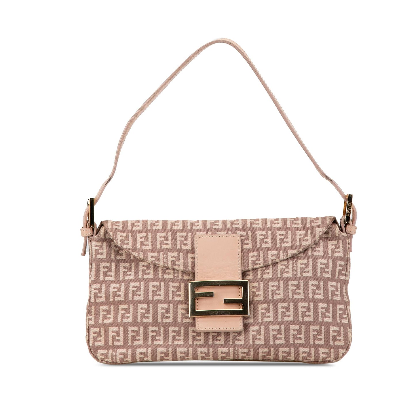 Fendi Zucchino Canvas Double Flap Shoulder Bag (W6URSq)