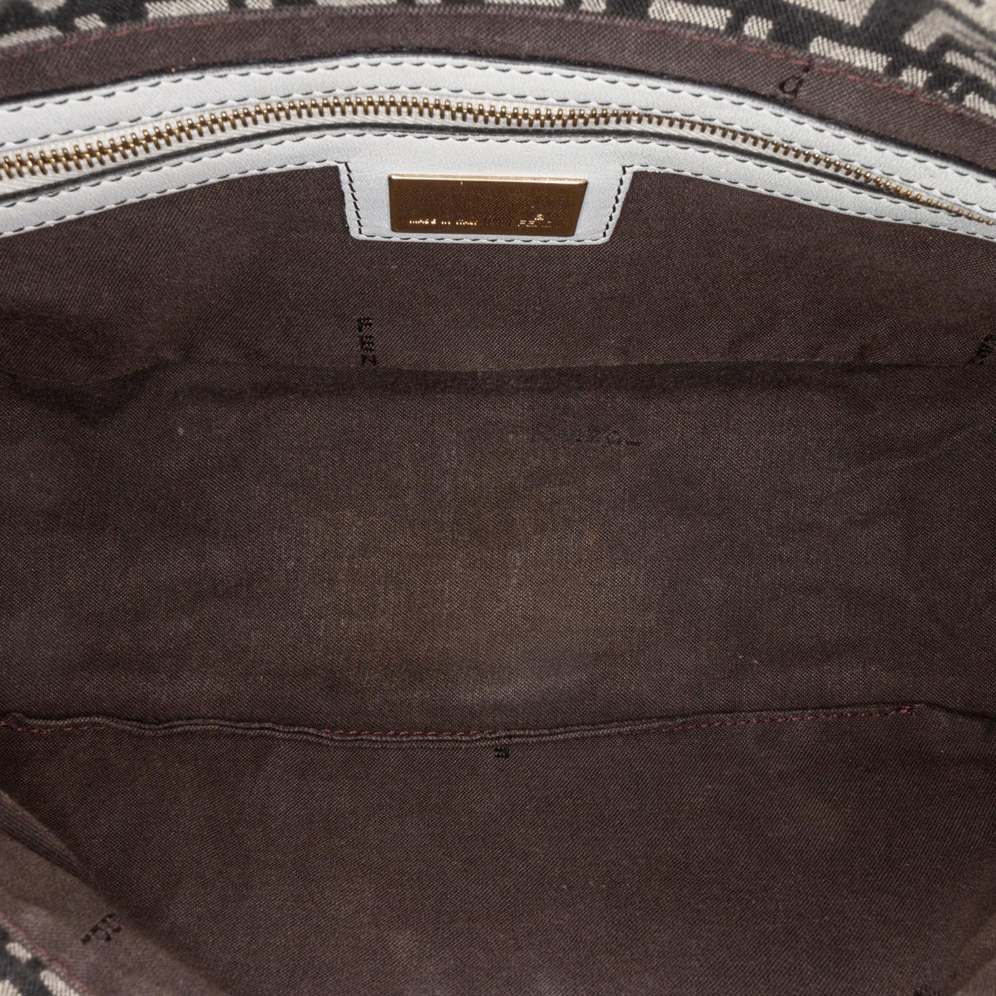 Fendi Zucchino Canvas Double Flap Shoulder Bag