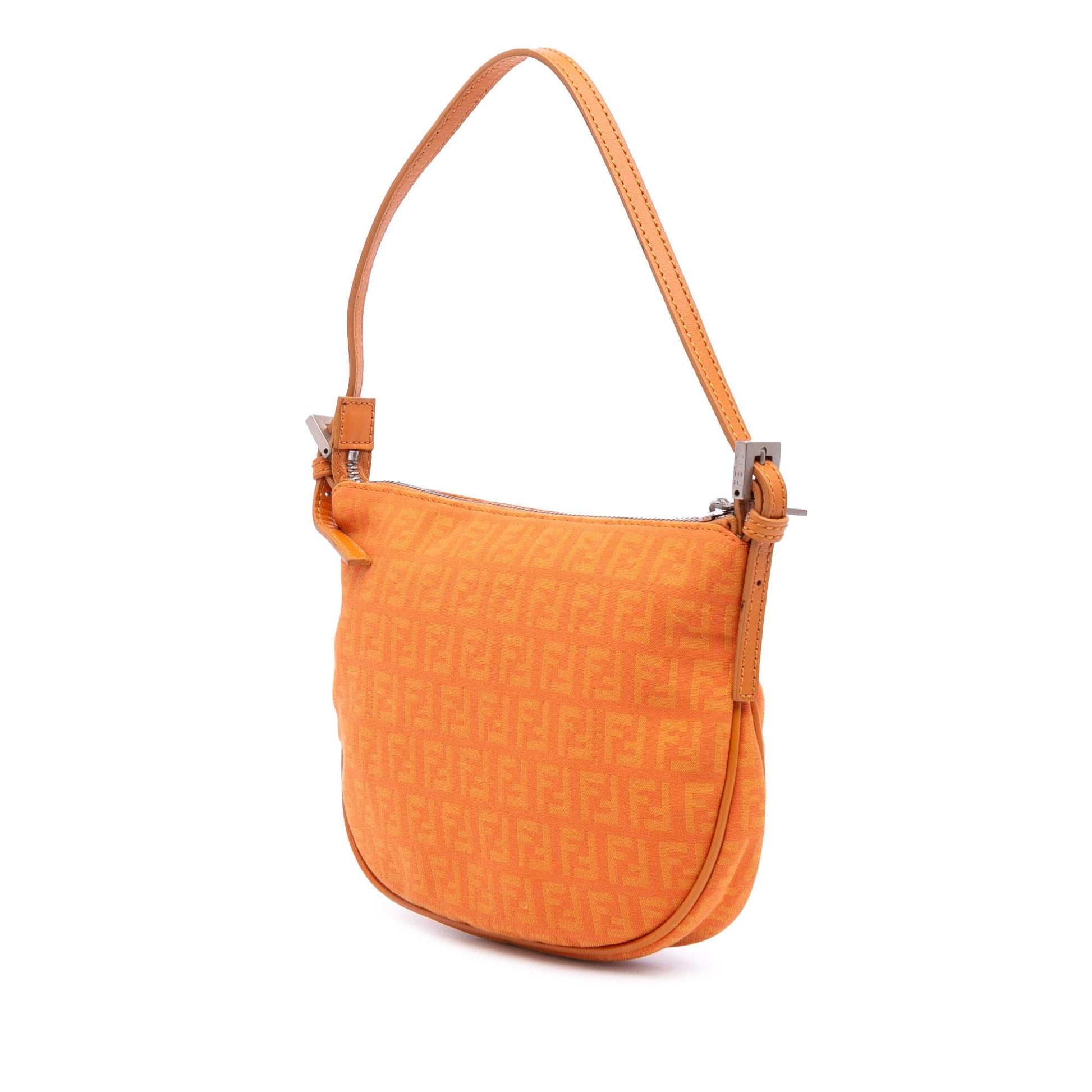 Fendi Zucca Embroidered Canvas Baguette Satchel
