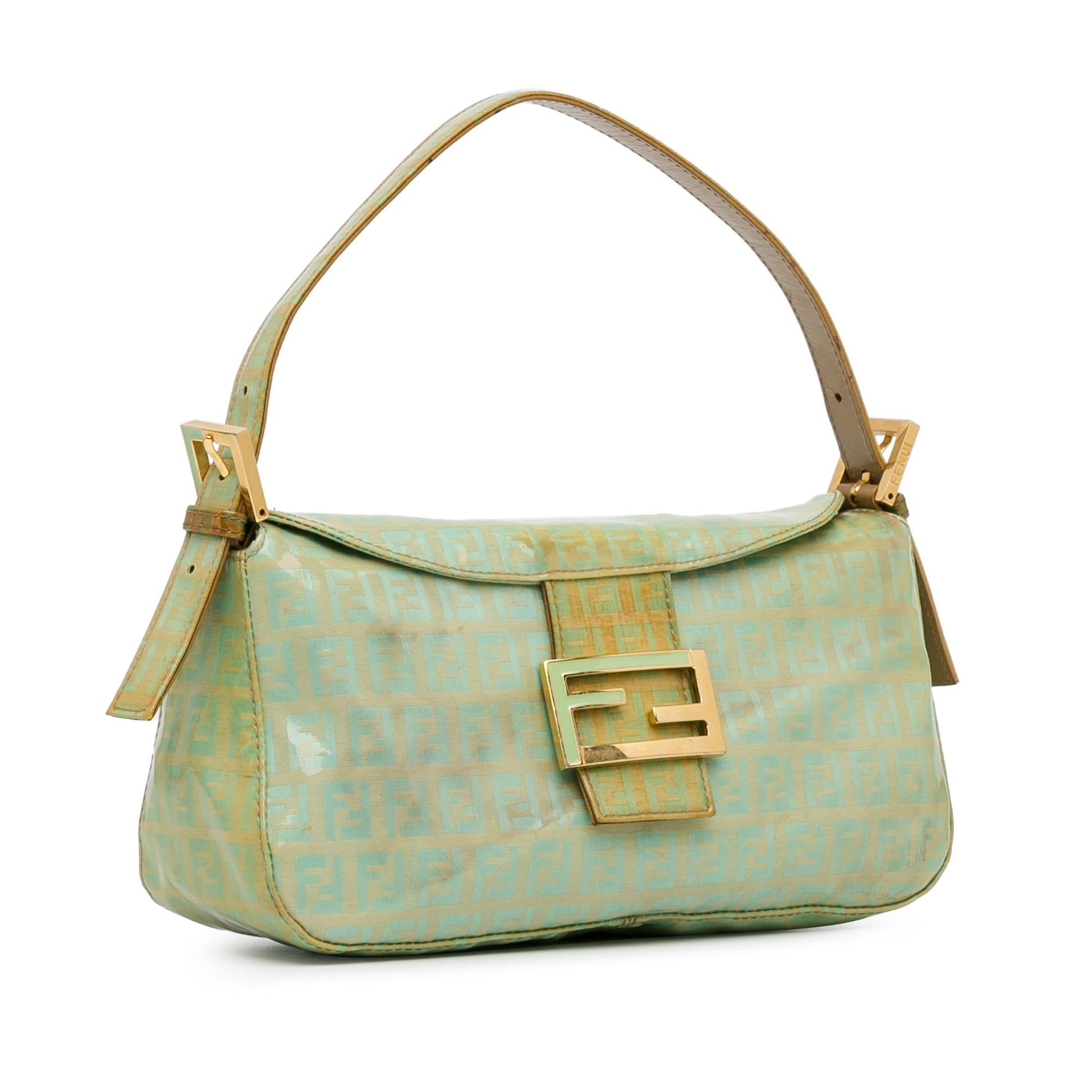 Fendi Zucchino Crystal Double Flap Shoulder Bag
