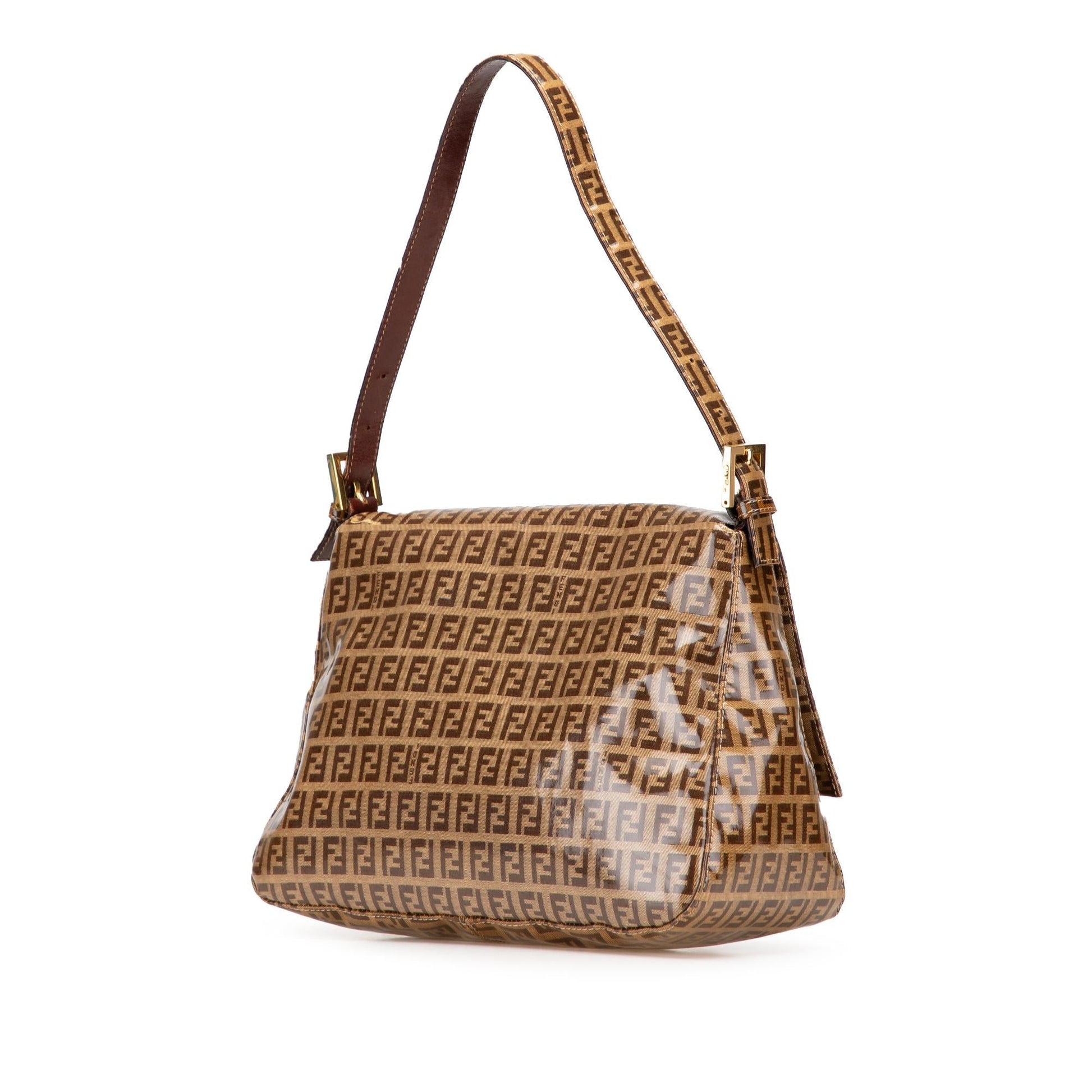 Fendi Mini Zucca Embossed Leather Baguette Satchel