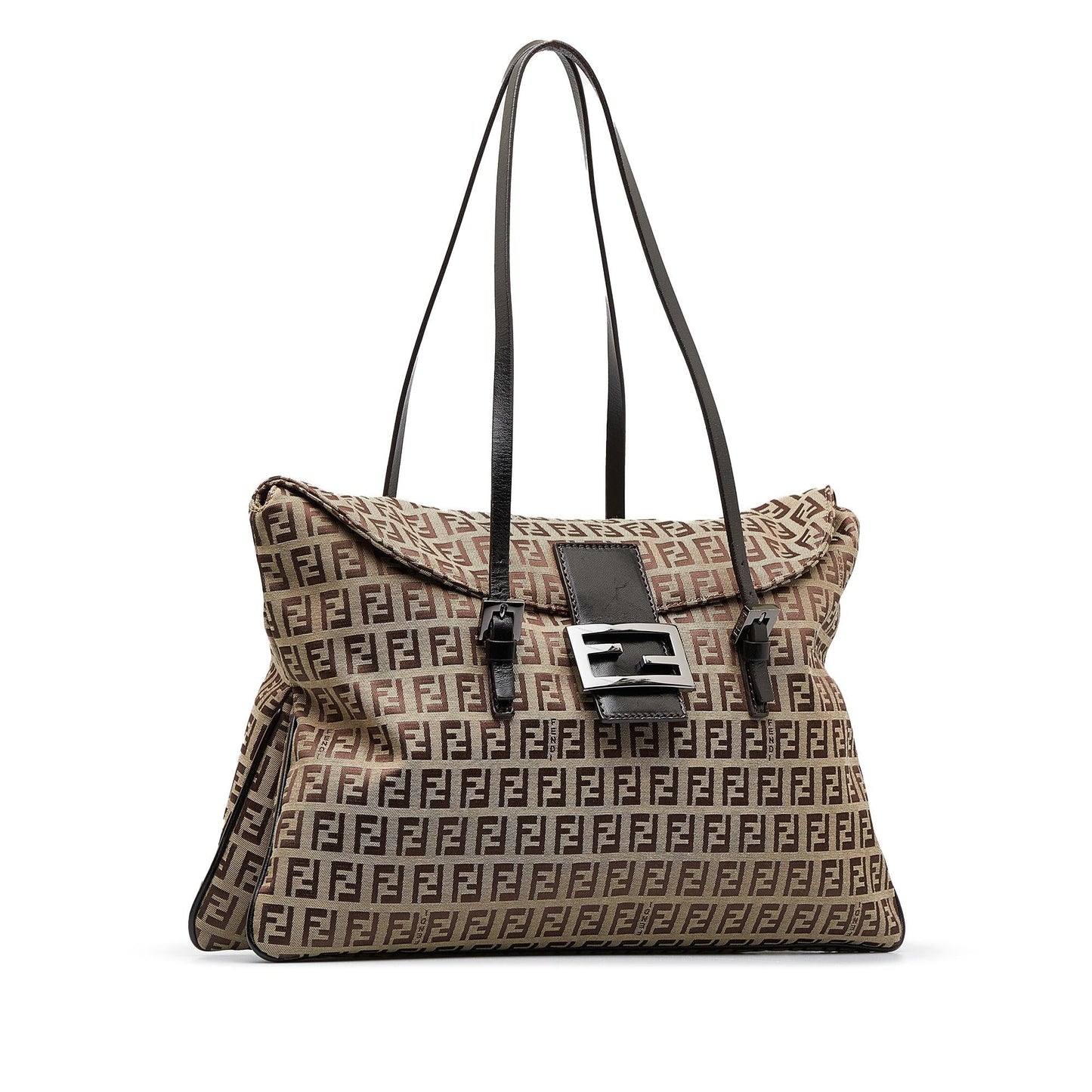 Fendi Zucchino Double Flap Shoulder Bag (bz3W6K)