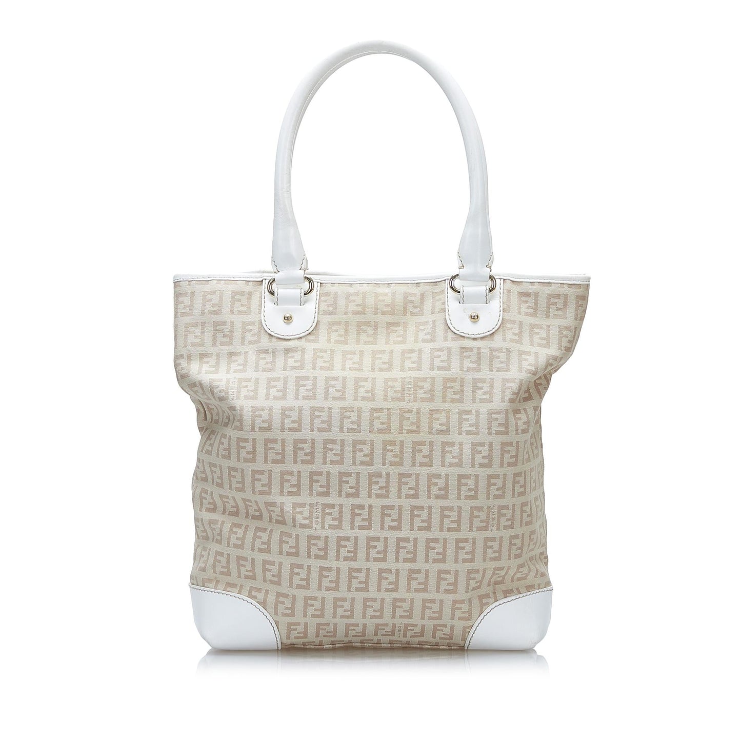 Fendi Zucchino Leather Trimmed Tote