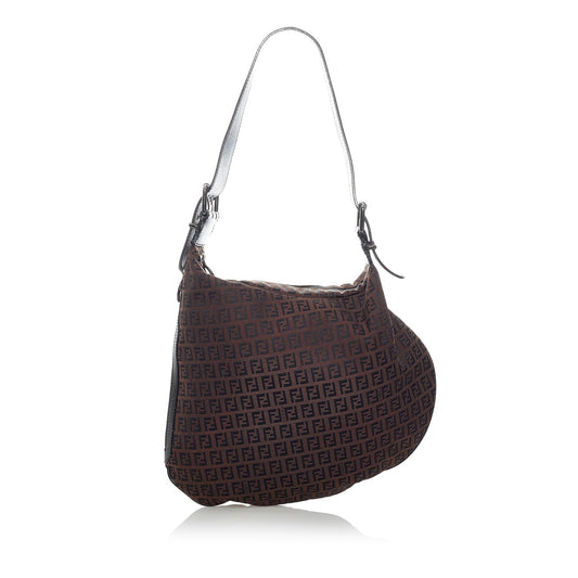 Fendi Zucchino Oyster Canvas Shoulder Bag (31334)