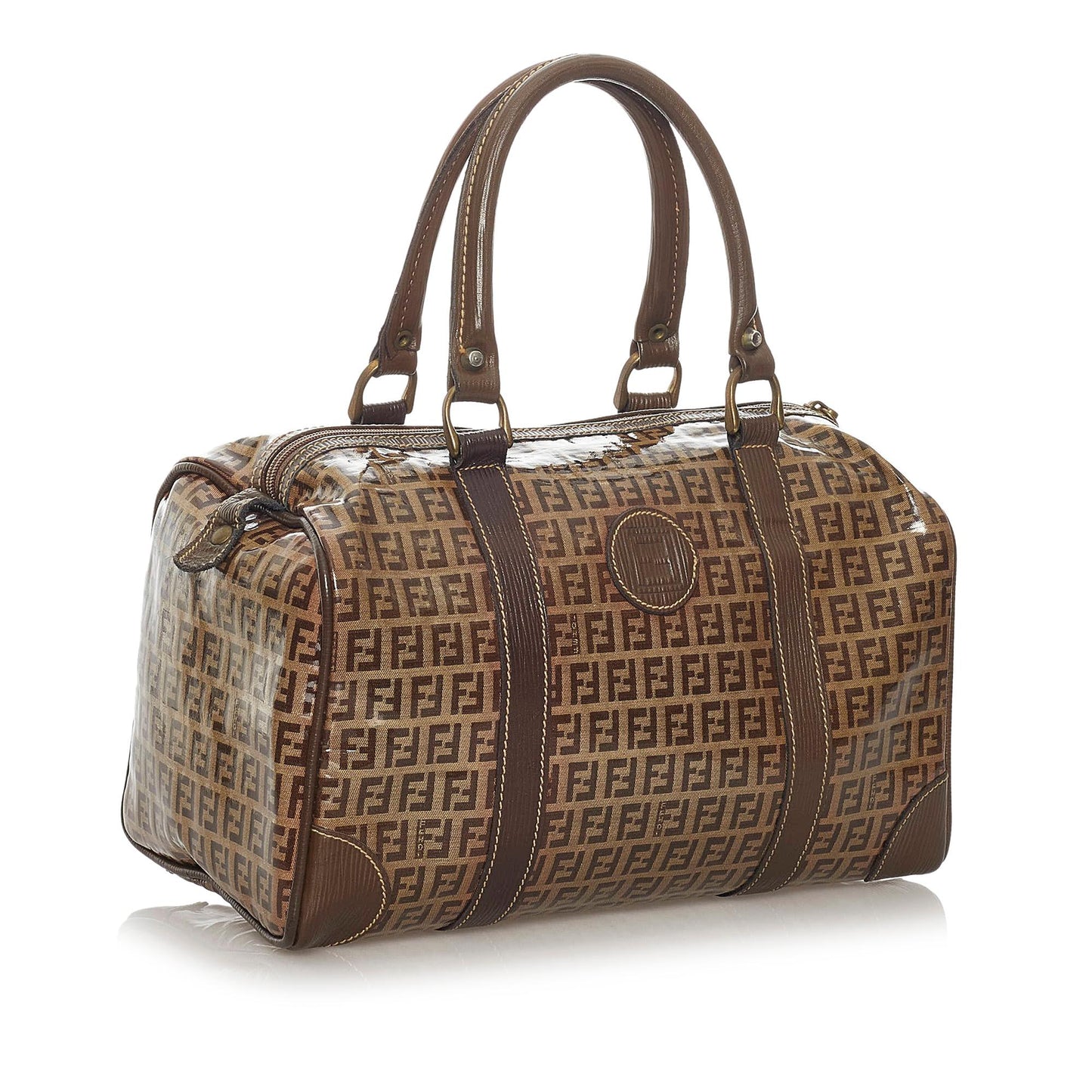 Fendi Zucchino Patent Leather Boston Bag (28254)