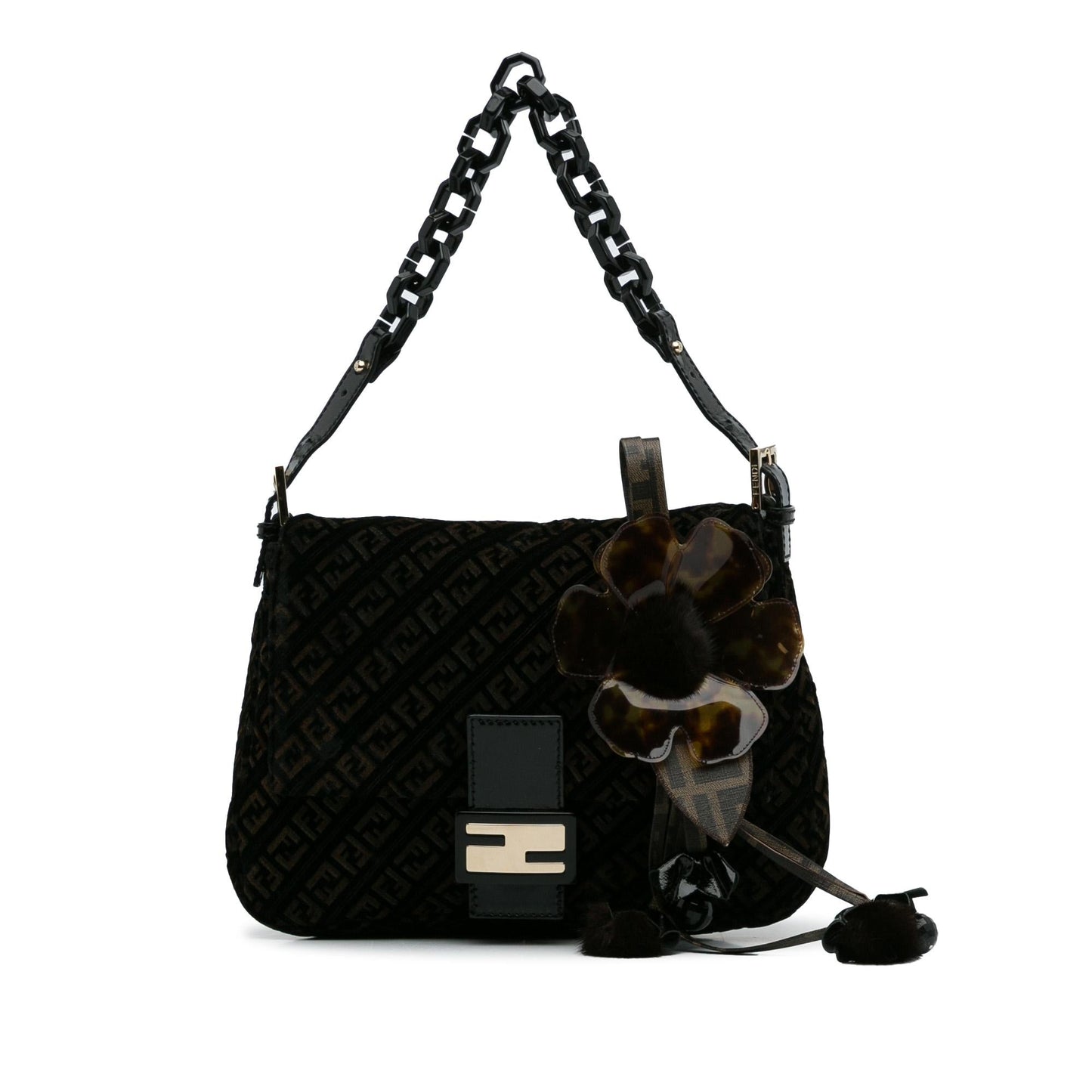 Fendi Zucchino Velvet Mamma Chain Shoulder Bag (c9W5EP)
