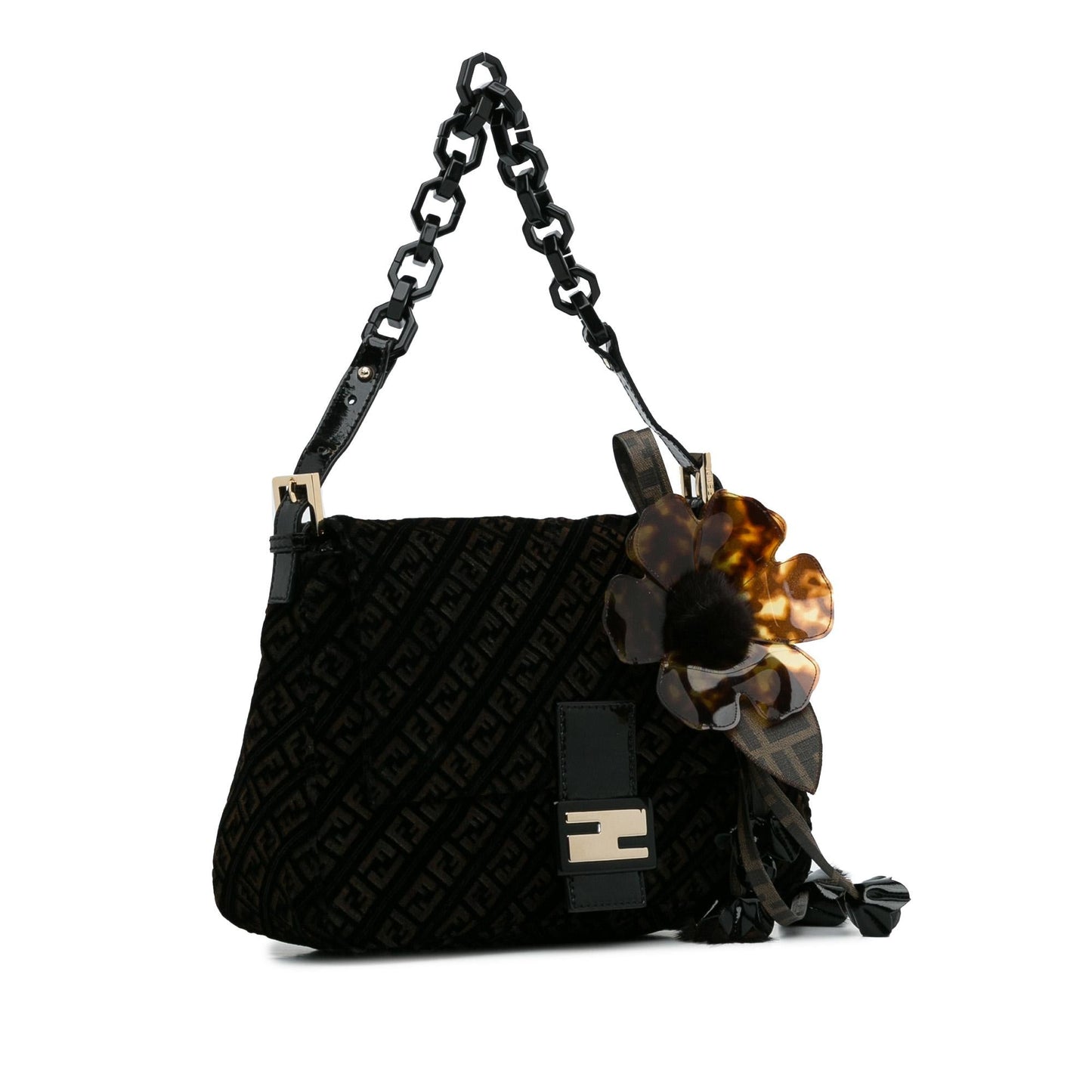 Fendi Zucchino Velvet Mamma Chain Shoulder Bag (c9W5EP)