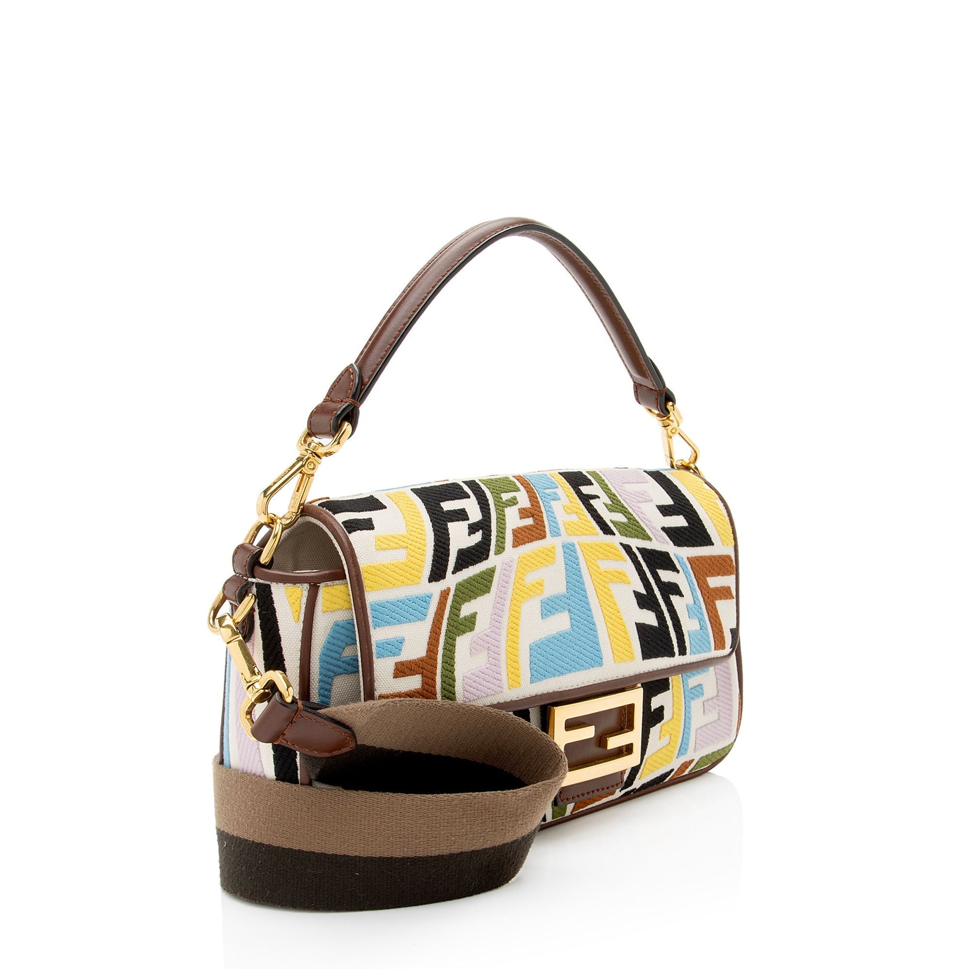 Fendi FF Embossed Calfskin Kan I Small Shoulder Bag