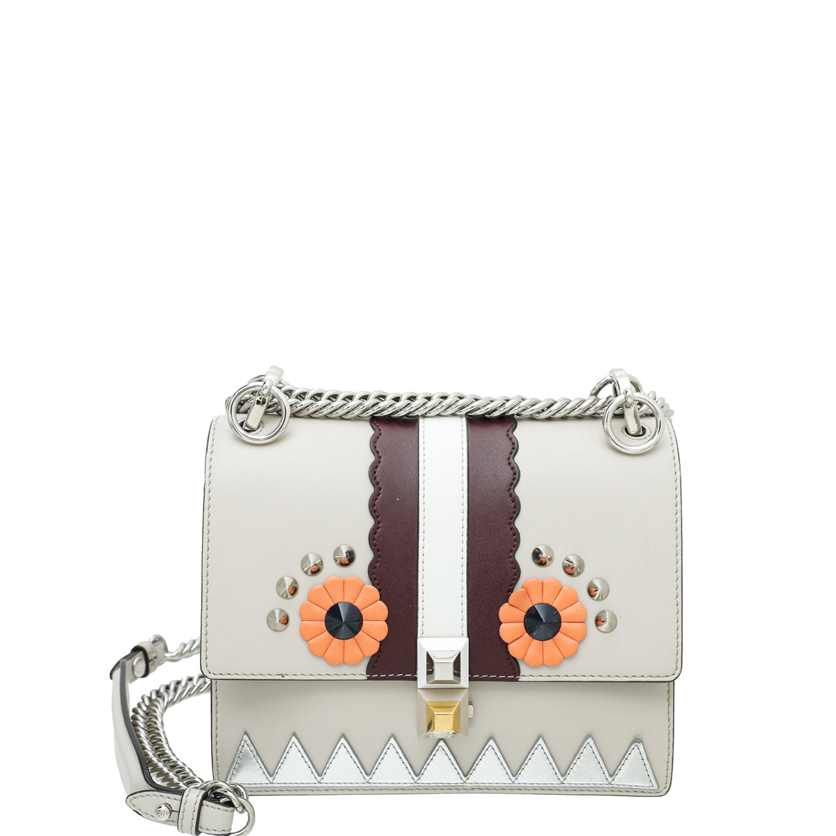Fendi Light Beige Multicolor Kan I Monster Eye Small Flap Chain Bag