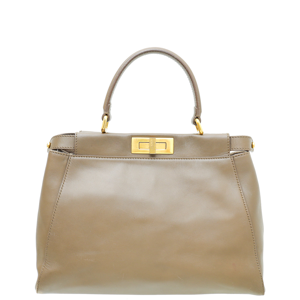Fendi Brown Iconic Peekaboo Regular Bag W/ Snakeskin Lining