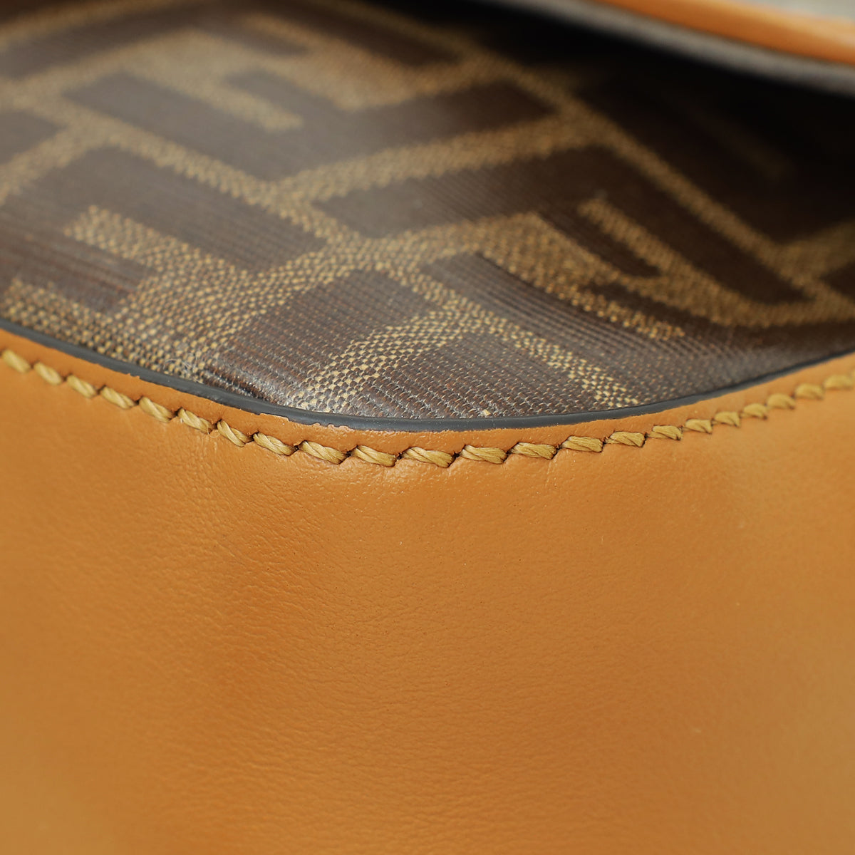 Fendi Caramello Mogano Panna FF Double F Top Handle Small Bag