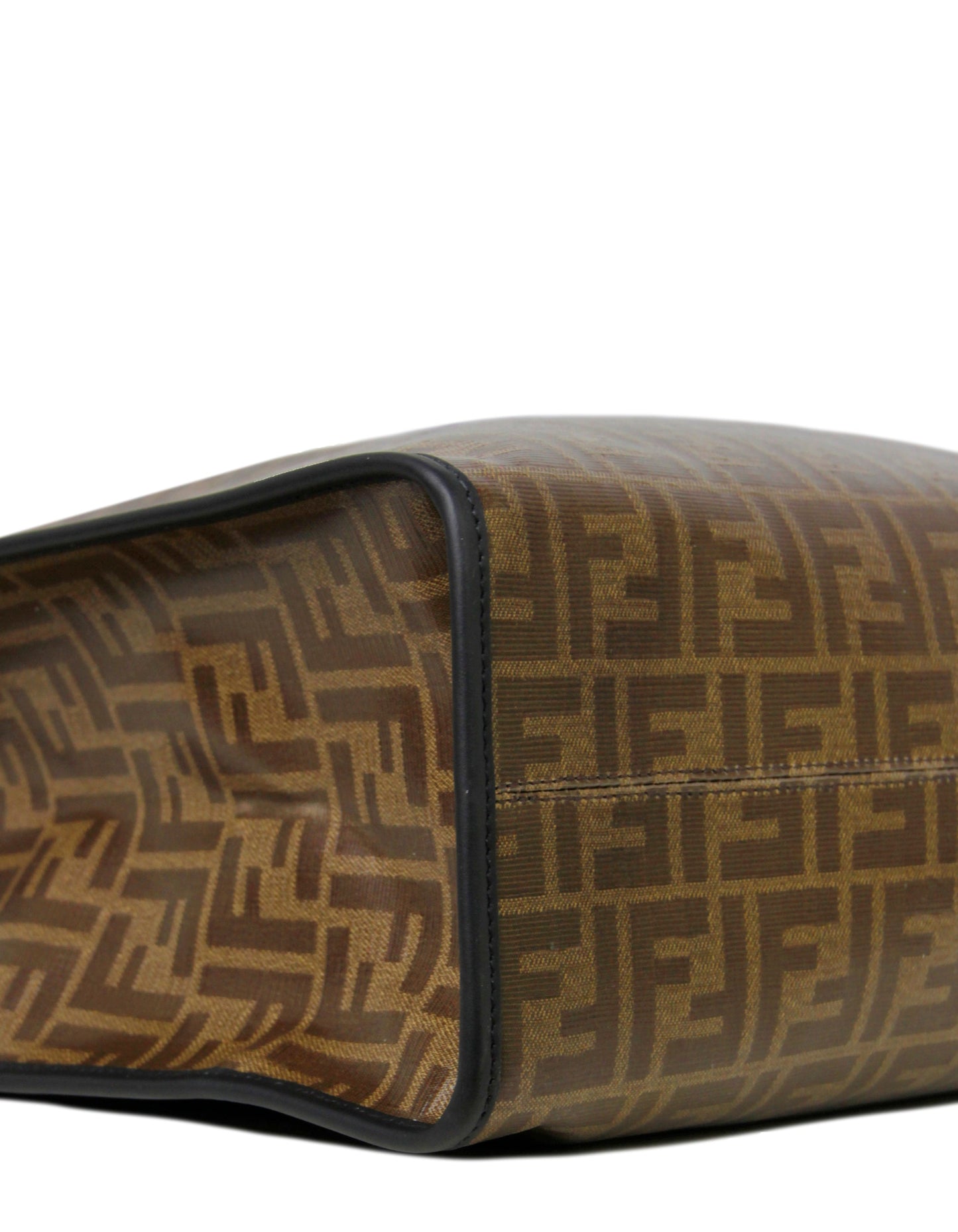 Fendi Mogano Panna Glazed Fabric Monogram FF 1974 Medium Tote