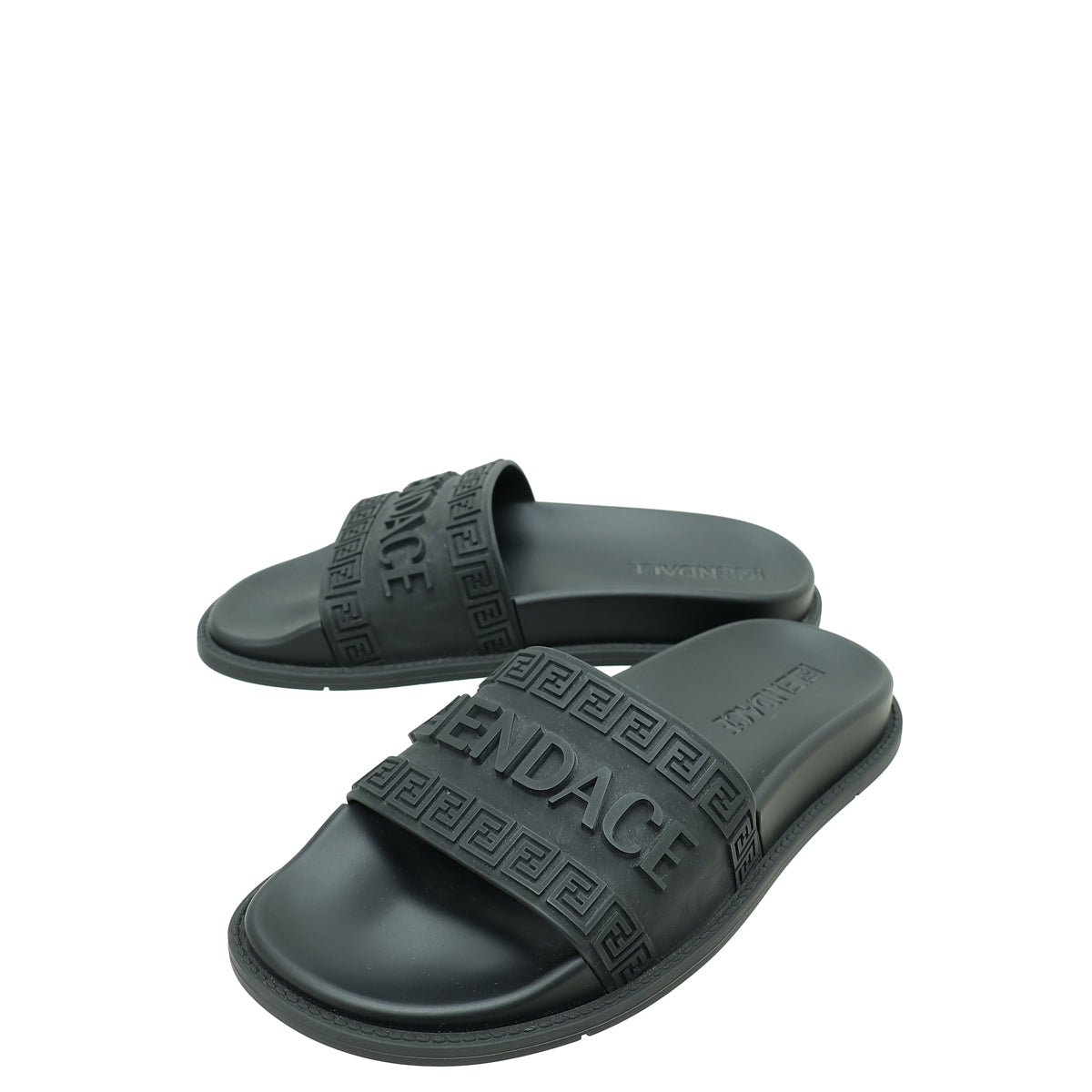 Fendi Black x Versace Rubber Flat Slides 37