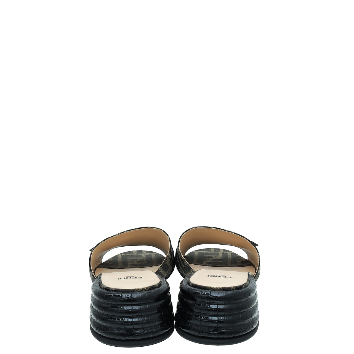 Fendi Bicolor Zucca FF Buckle Heeled Mules 38