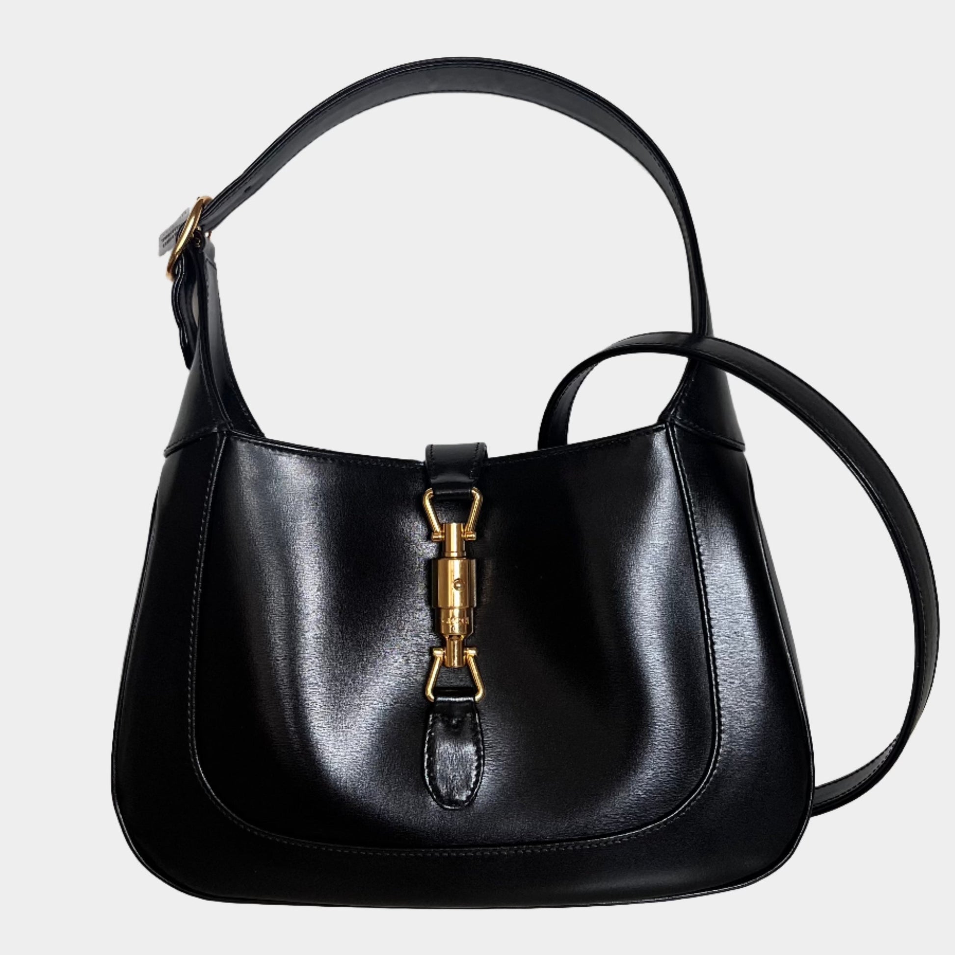 Gucci Jackie 1961 Black Leather Bag with Adjustable Strap