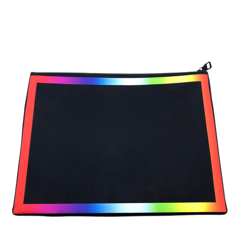 LOUIS VUITTON Clutch bag Taiga Leather Noir x Rainbow Taiga Pochette A4 Chain