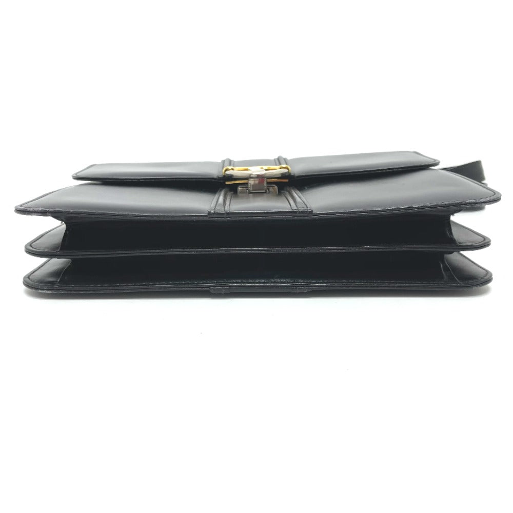 GUCCI Shoulder Bag leather black GGMetal Old Gucci Women