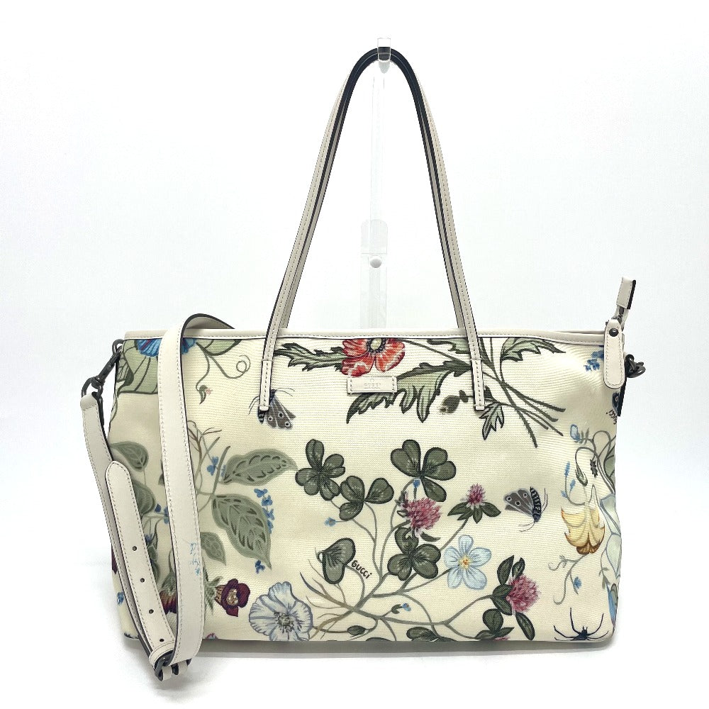 GUCCI Shoulder Bag 353437 Leather / PVC Ivoryx multicolor Bag Tote Bag Flora floral pattern Kris knight Women