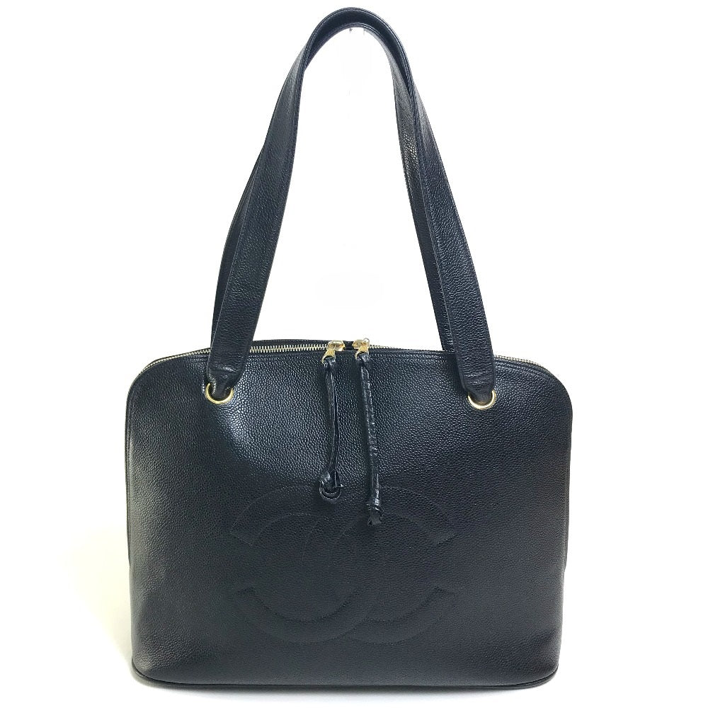 CHANEL Shoulder Bag Caviar skin black COCO Mark CC Women