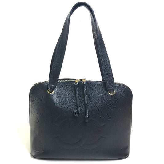 CHANEL Shoulder Bag Caviar skin black COCO Mark CC Women