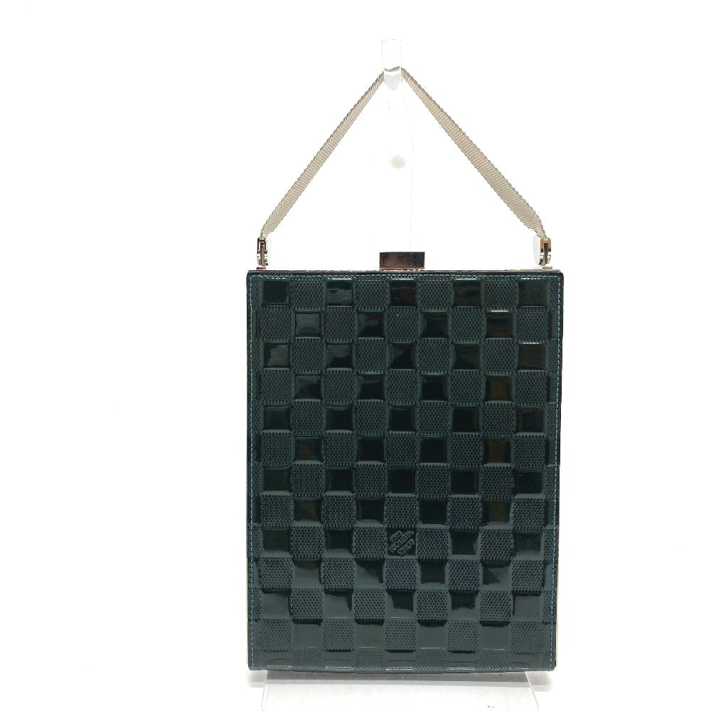 LOUIS VUITTON Handbag Patent Leather, Damier Vernis Dark green Damier Vernis Anju GM