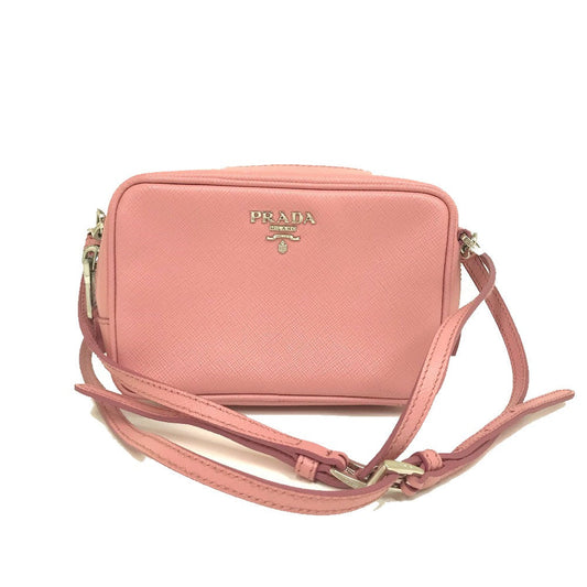 PRADA Shoulder Bag 1NF674 Safiano leather pink logo Shoulder pouch Women
