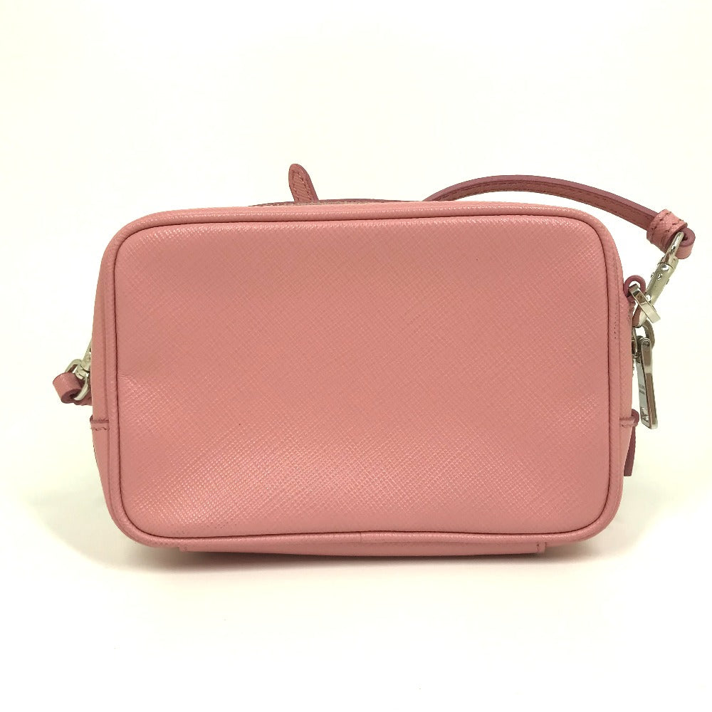 PRADA Shoulder Bag 1NF674 Safiano leather pink logo Shoulder pouch Women