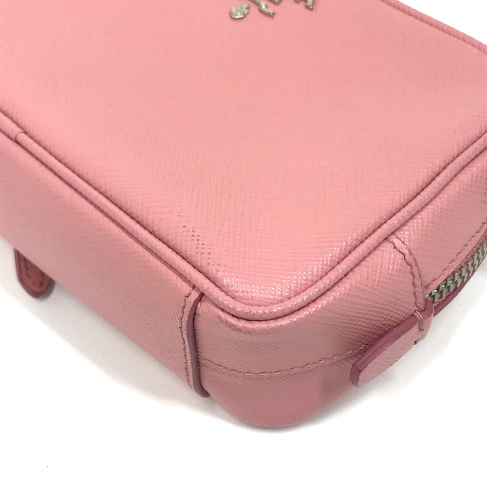 PRADA Shoulder Bag 1NF674 Safiano leather pink logo Shoulder pouch Women