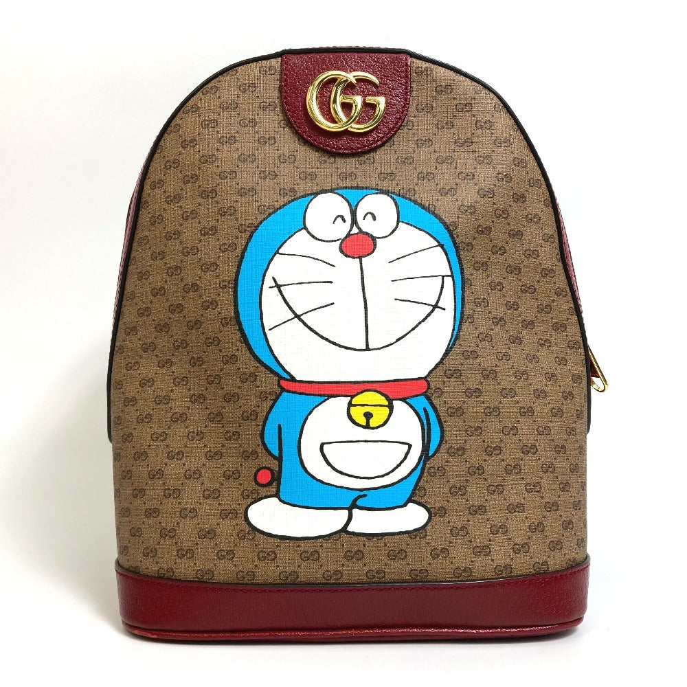 GUCCI Backpack 647816 PVC / Leather Beige x red GG Supreme Doraemon x GUCCI Small unisex(Unisex)