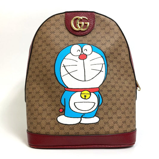 GUCCI Backpack 647816 PVC / Leather Beige x red GG Supreme Doraemon x GUCCI Small unisex(Unisex)