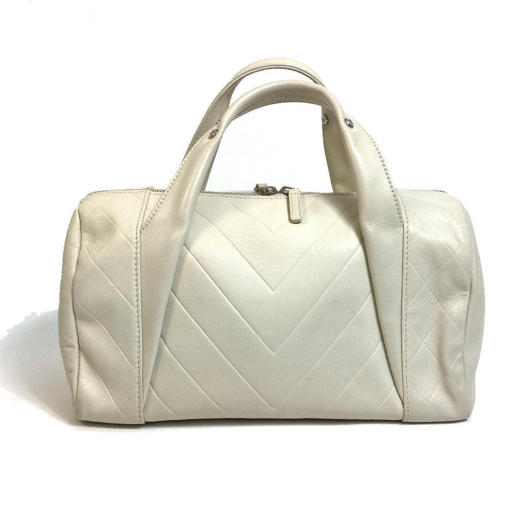 CHANEL Boston Duffel bag A30899 leather Ivory CCCOCO Mark Chevron Vstitch Women d
