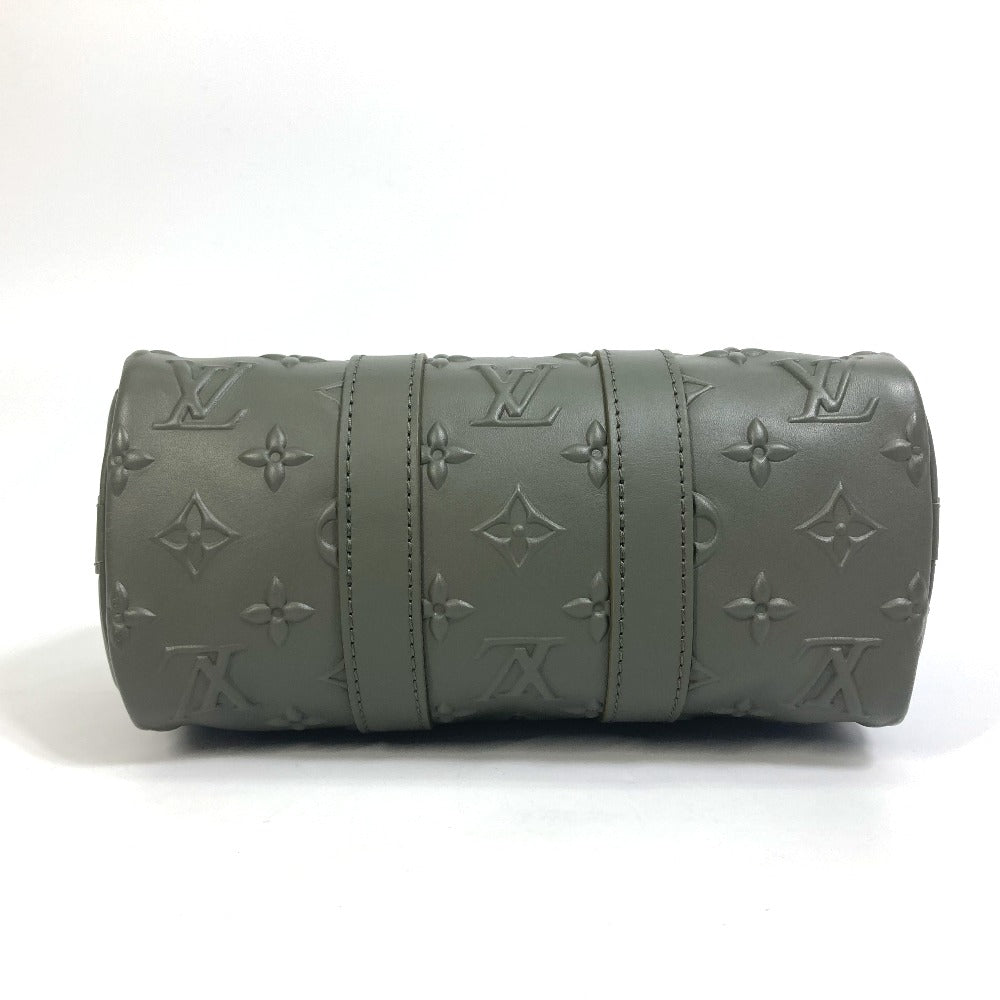 LOUIS VUITTON Handbag leather khaki monogram seal Keepall XS