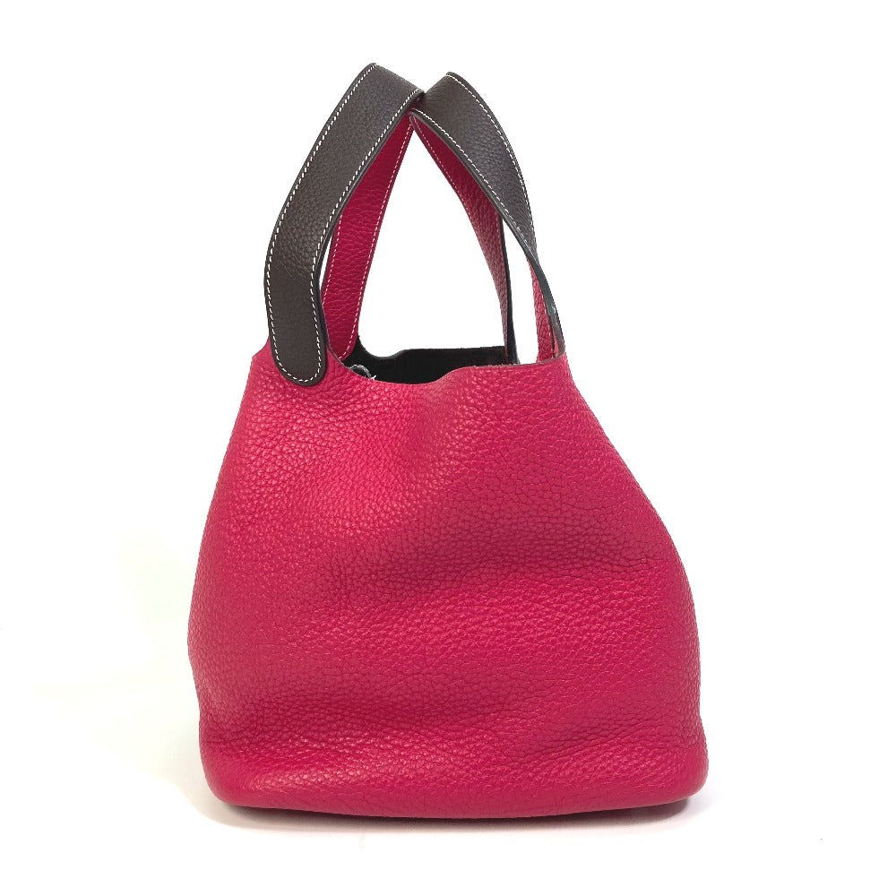 HERMES Handbag Taurillon Clemence Red / brown Picotin Lock 22 MM Kazak Tote Bag