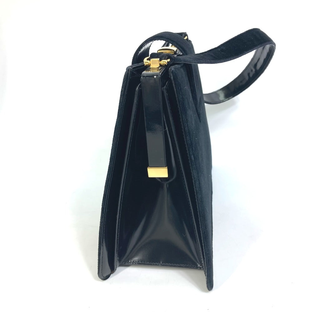 CELINE Shoulder Bag Velor / leather black Gamaguchi Women