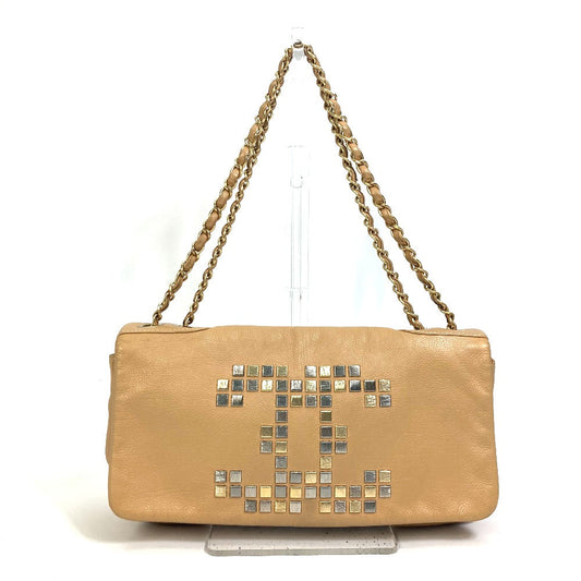 CHANEL Shoulder Bag lambskin beige CC COCO Mark WChain Bag Flap Women