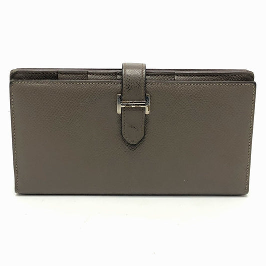 HERMES Long Wallet Purse Epsom Gray type HMetal Beansufla Women