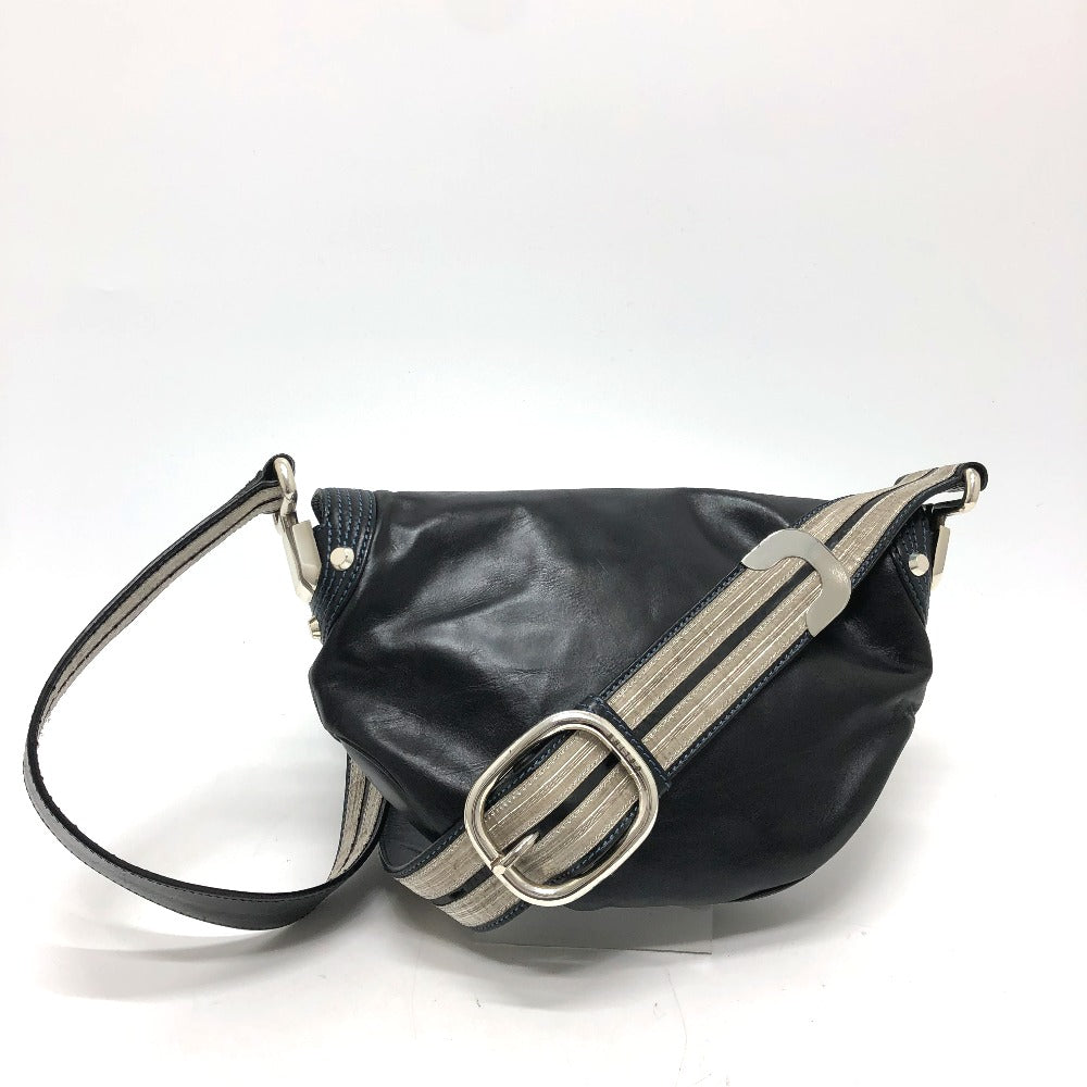 CELINE Shoulder Bag 115/130 leather black ribbon Crossbody Women