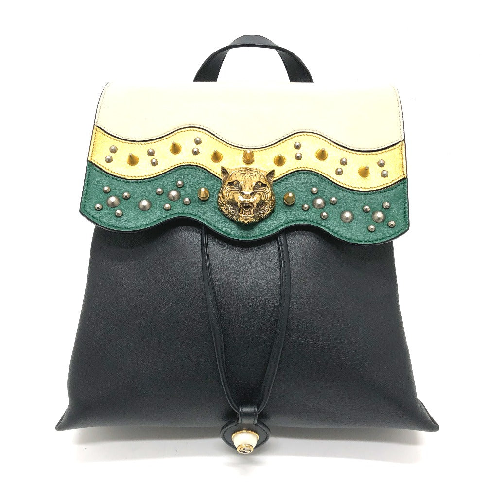 GUCCI Backpack 432266 leather black Studs Animalie Women