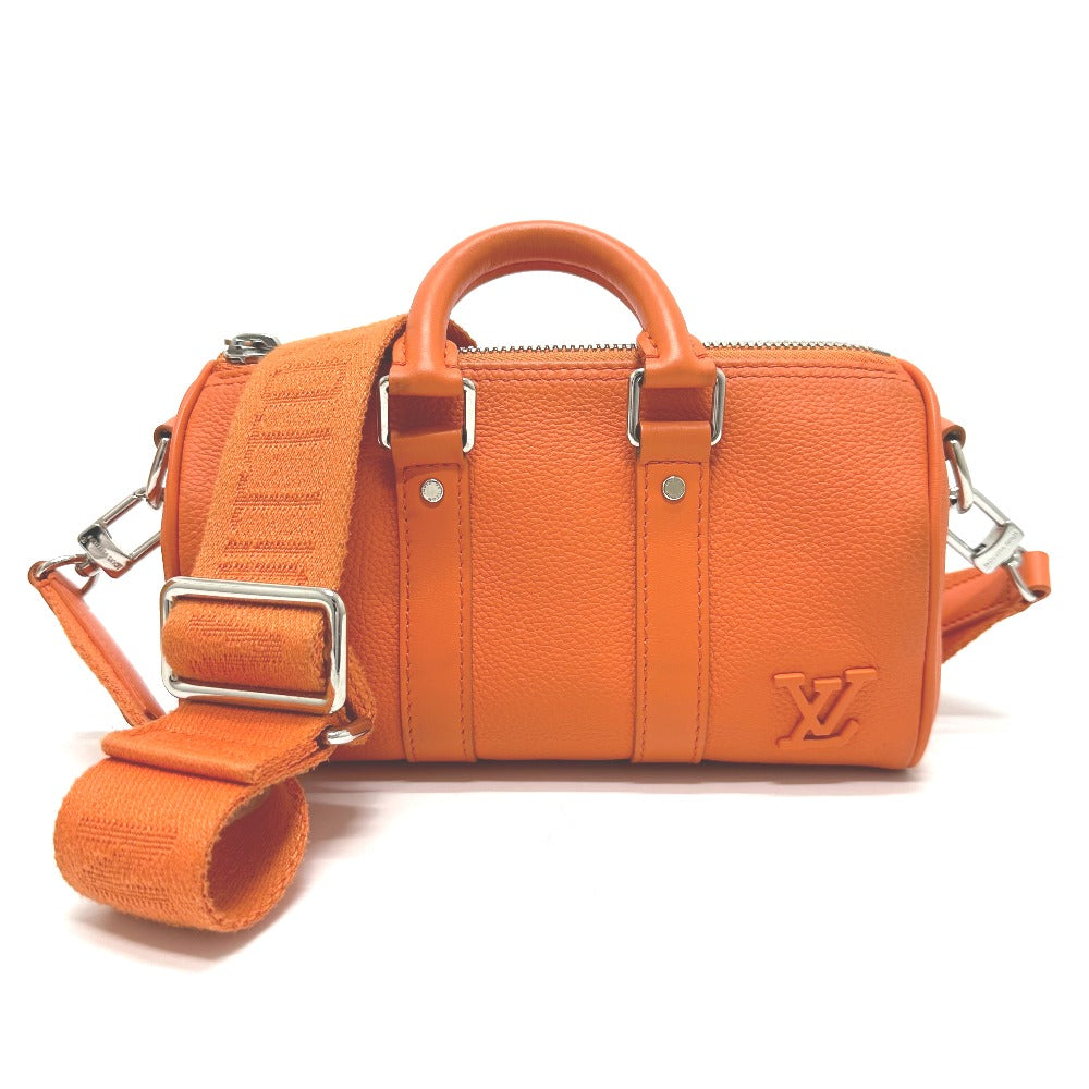 LOUIS VUITTON Shoulder Bag leather Orange LV Aerogram Keepall XS
