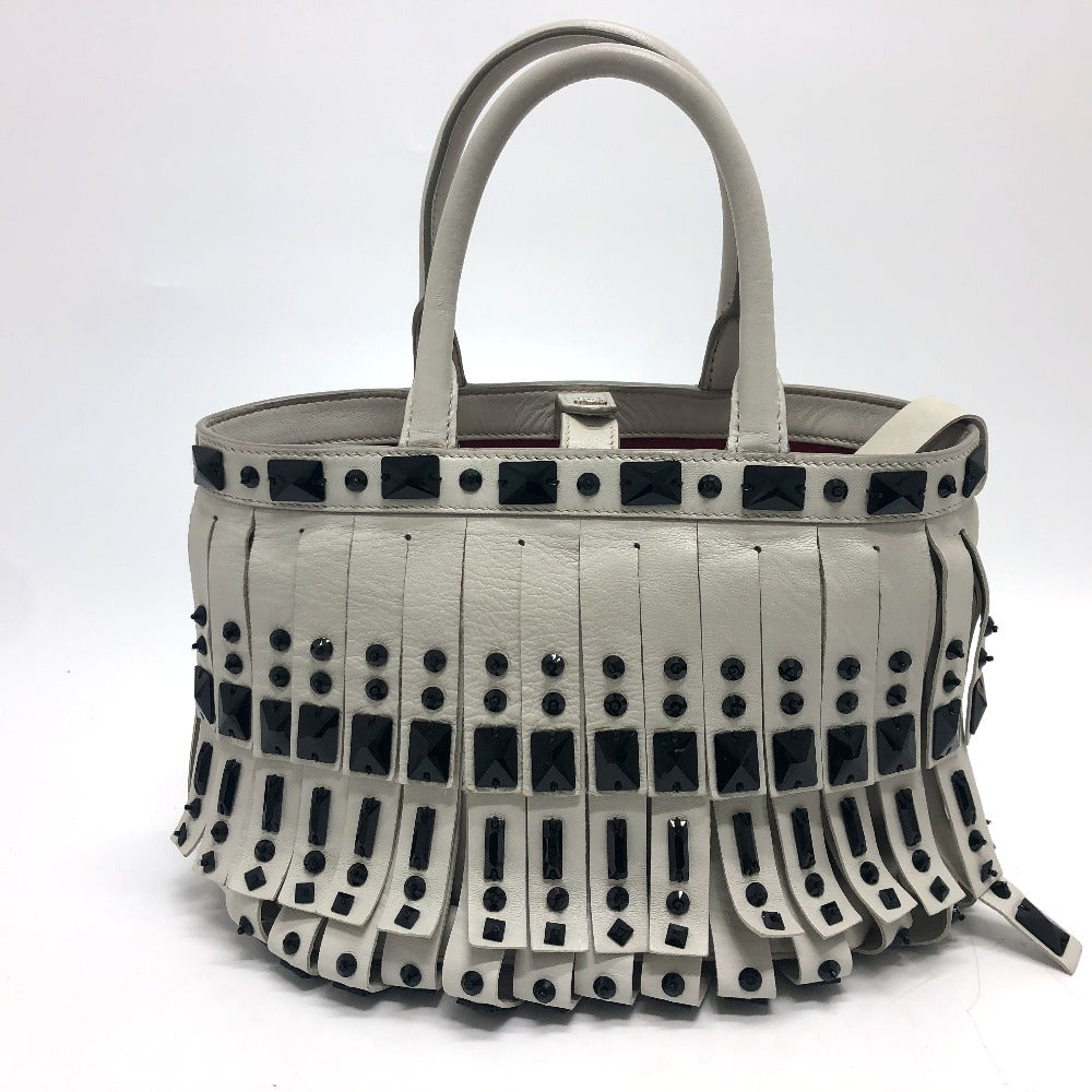 PRADA Handbag leather white fringe Women