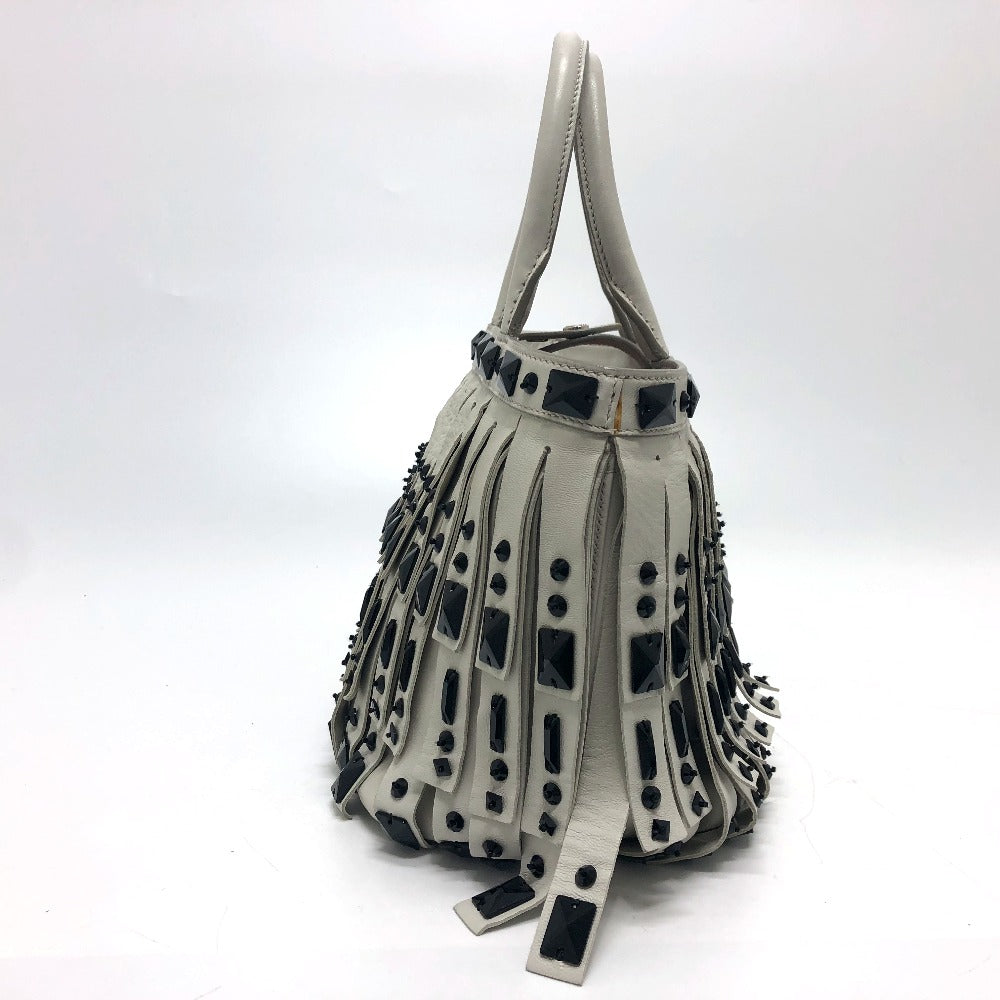 PRADA Handbag leather white fringe Women